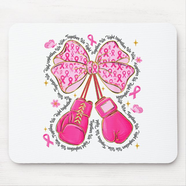 Tapis De Souris Nk Ribbon Bow Boxing Gloves Breast Cancer Awarenes (Devant)