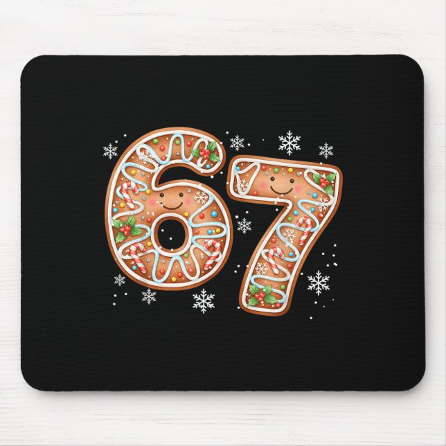 Tapis De Souris Noël 6 7 Six Sept Drôle 67 Mème Pain d'épice  (Devant)