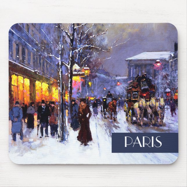 Tapis De Souris Noël à Paris. Cadeau de Noël (Devant)