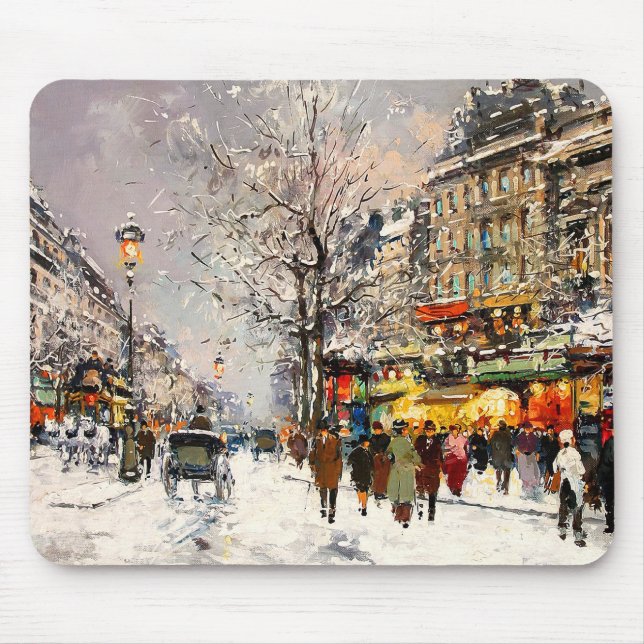 Tapis De Souris Noël à Paris. Cadeau de Noël (Devant)