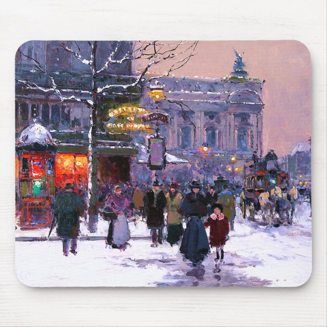 Tapis De Souris Noël à Paris. Cadeau de Noël (Devant)