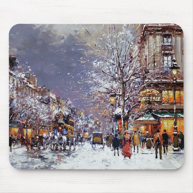 Tapis De Souris Noël à Paris. Cadeau de Noël (Devant)