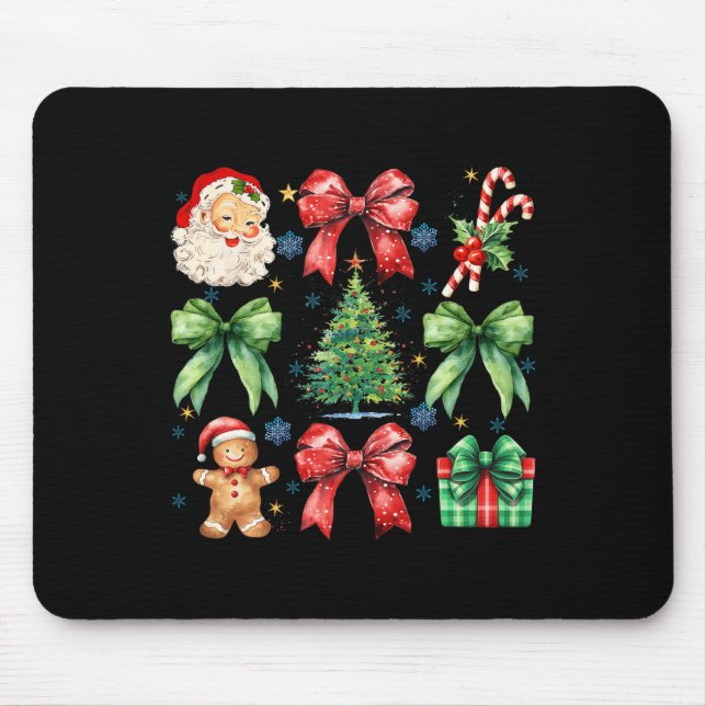 Tapis De Souris Noël Arbre Coquette Bow Santa Claus Candy (Devant)