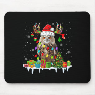 Tapis De Souris Noël Chouette mignonne Lumières de Noël Reindeer P