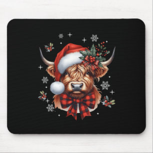 Tapis De Souris Noël Coquette Highland Cow Cute Moo Cow Noël