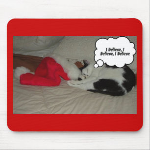 Tapis De Souris Noël Croire Kitten noir et blanc