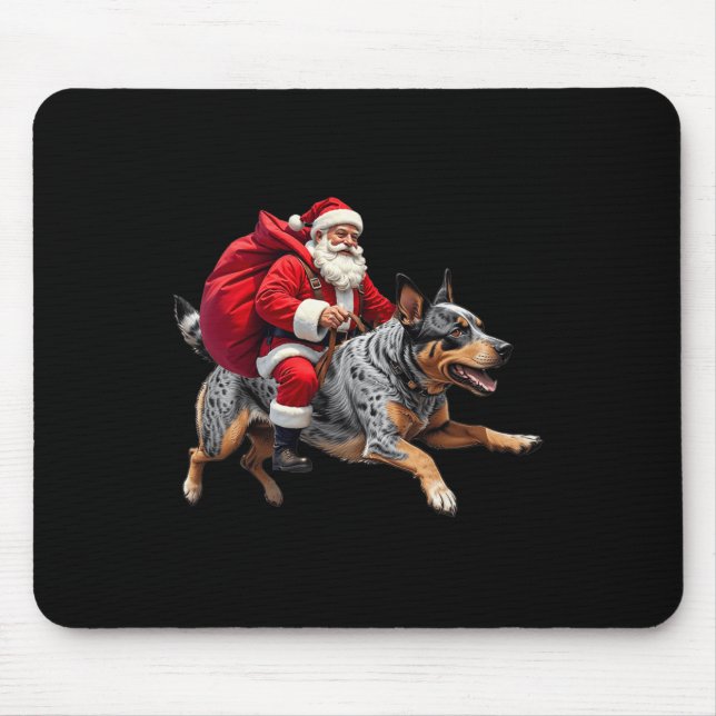 Tapis De Souris Noël du chien de bétail australien de Père Noël (Devant)