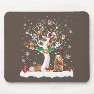 Tapis De Souris Noël Du Cochon De Guinée Sur L'Arbre D'Hiver Amour