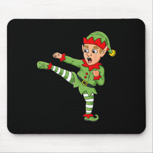Tapis De Souris Noël Elf Karate Funny Garçons Fille Enfants Famill