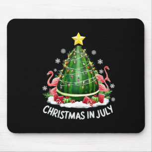 Tapis De Souris Noël En Juillet Pastèque Arbre Drôle Flamant rose