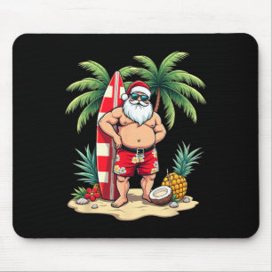 Tapis De Souris Noël en juillet Santa Surf Été Surfant _5