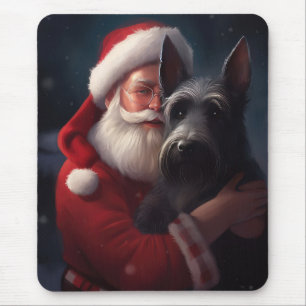 Tapis De Souris Noël festif écossais du Terrier Santa Claus