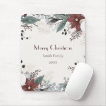 Noël floral personnalisé rouge et blanc