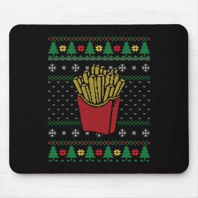 Tapis De Souris Noël Français Fries Ugly Sweat (Devant)