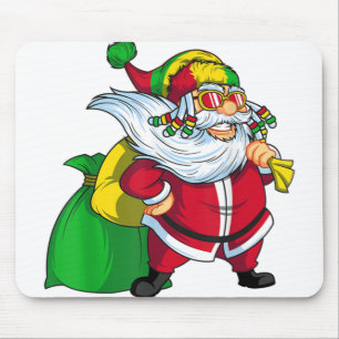 Tapis De Souris Noël jamaïcain rasta santa claus rastafarian.p