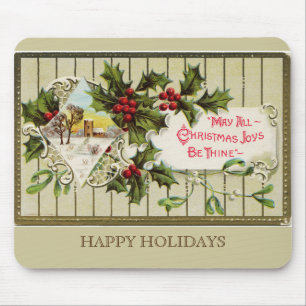 Tapis De Souris Noël Joyeux Joyeux Vacances Mousepad