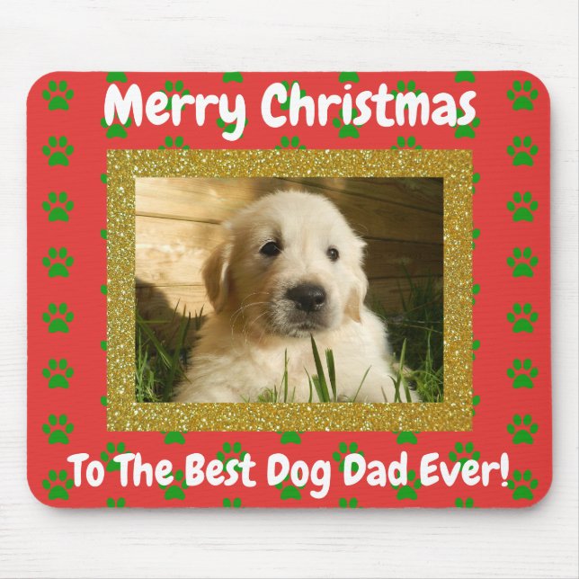 Tapis De Souris Noël Meilleur Chien Papa Jamais Pet Photo (Devant)