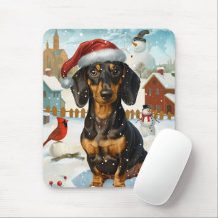 Tapis De Souris Noël Merveilleux en Hiver pour Teckel Joie de Noël