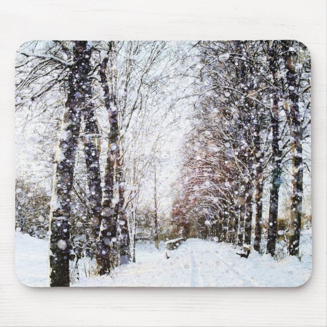 Tapis De Souris Noël Mousepad de paysage d'hiver