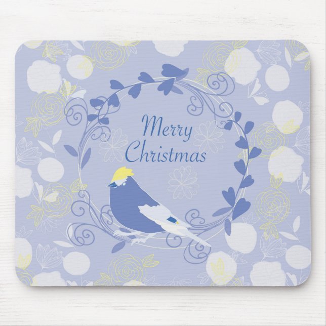 Tapis De Souris noël, noël, oiseau, fleurs, nature, p (Devant)