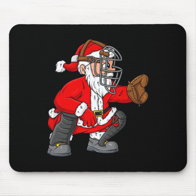Tapis De Souris Noël Père Noël Capteur de baseball Garçons Filles (Devant)