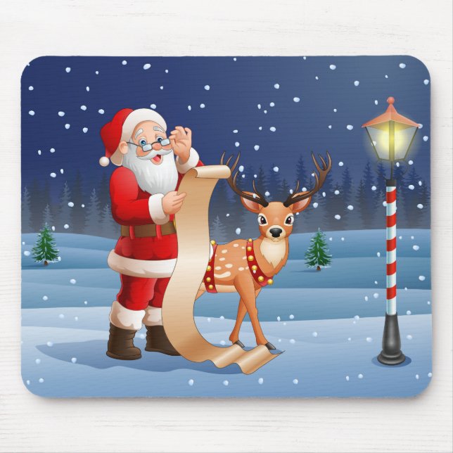 Tapis De Souris Noël Père Noël Et Rennes (Devant)