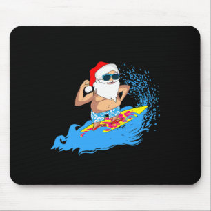 Tapis De Souris Noël Père Noël Hawaïen Surf Été Surf