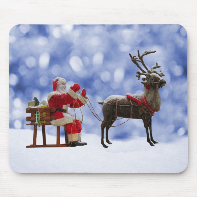 Tapis De Souris Noël Père Noël Reindeder dormant neige (Devant)