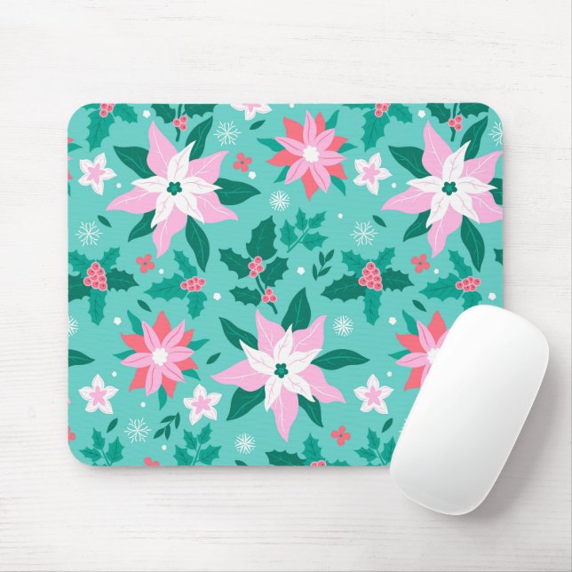 Tapis De Souris Noel poinsettia bagages motifs (Avec souris)