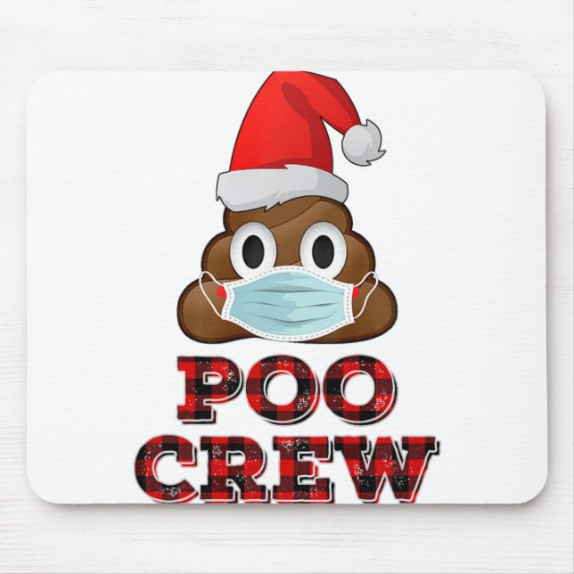 Tapis De Souris Noel Poo maillot visage Masque Poop Emoji Rouge (Devant)