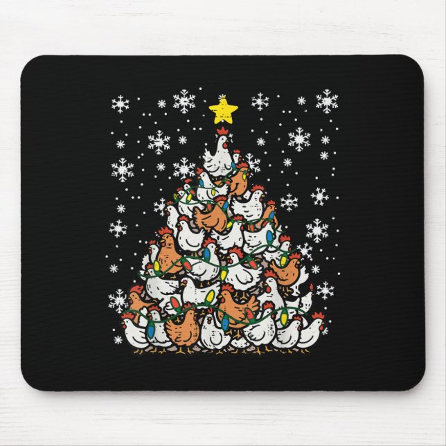 Tapis De Souris Noël Poulets Noël Noël Arbre poules Fermière Femme (Devant)