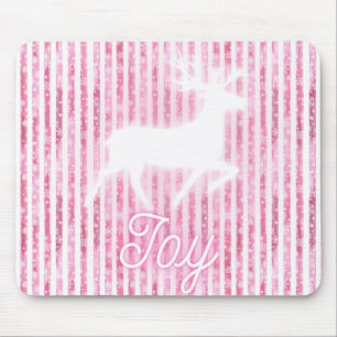 Tapis De Souris Noël rose et blanc Joie Reindeer