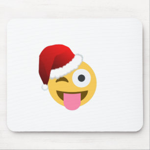 Tapis De Souris noël santa claus winking emoji