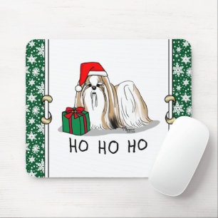 Tapis De Souris Noël Santa Hat Chih Tzu (blanc tan) Chien mignonne