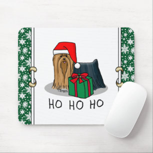 Tapis De Souris Noël Santa Hat Yorkshire Terrier Yorkie Cute