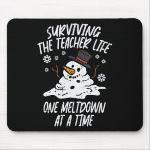 Tapis De Souris Noël Survie de l'enseignant vie Meltdown Xmas Wom