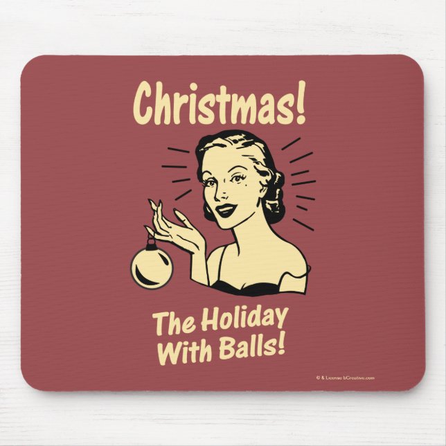 Tapis De Souris Noël : Vacances Avec Des Boules (Devant)