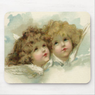 Tapis De Souris Noël vintage, Anges victoriens dans les nuages
