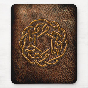 Tapis De Souris Noeud céleste doré en cuir