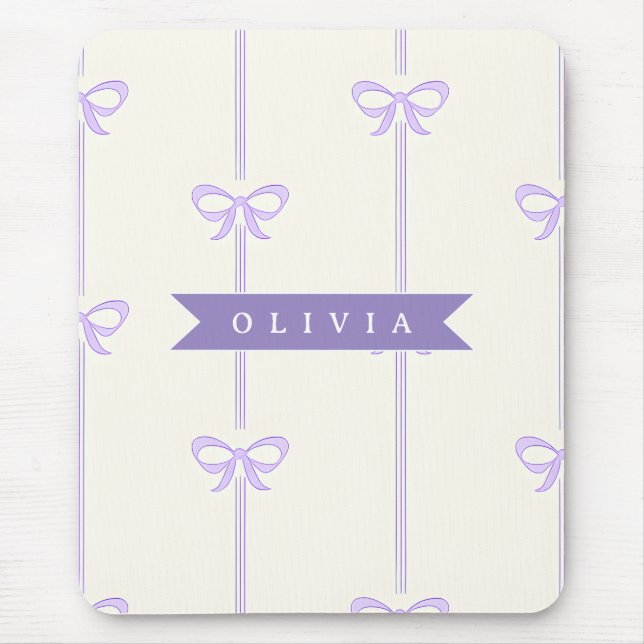 Tapis De Souris Nœud Coquette Personnalisé Nom Esthétique Féminin (Devant)