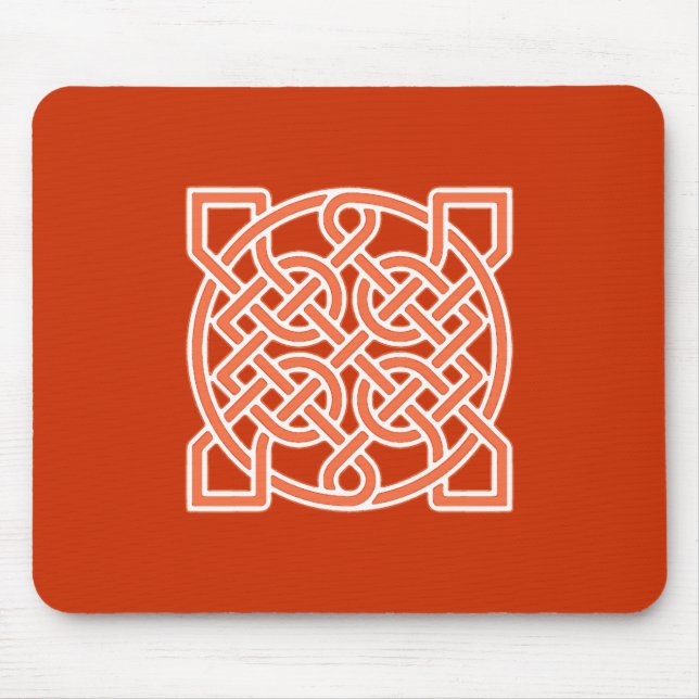 Tapis De Souris Noeud de marin celtique, Mandarin Orange et Blanc  (Devant)