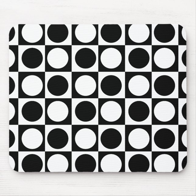 Tapis De Souris Noir blanc À damiers Pois (Devant)