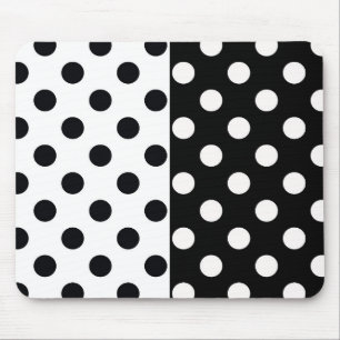 Tapis De Souris Noir Blanc demi-couleur fractionné en Pois Inverse
