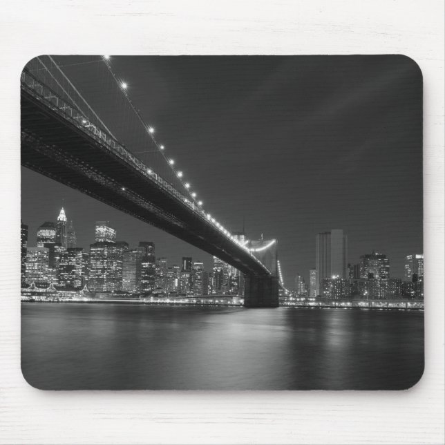 Tapis De Souris Noir blanc New York City Skyline (Devant)