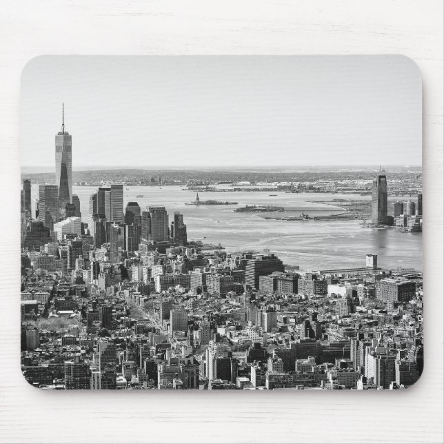 Tapis De Souris Noir blanc New York City Skyline (Devant)