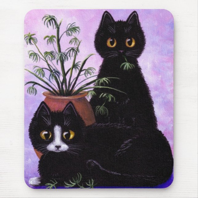 Tapis De Souris Noir Blanc Tuxedo Funny Chat Créationarts (Devant)