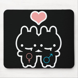 Tapis de souris noir d'amour de lapin