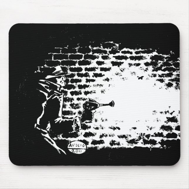 Tapis de souris Noir de Raygun, illustration par (Devant)