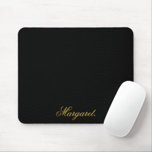 Tapis de souris noir élégant avec votre nom
