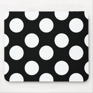 Tapis de souris noir et blanc de point de polka